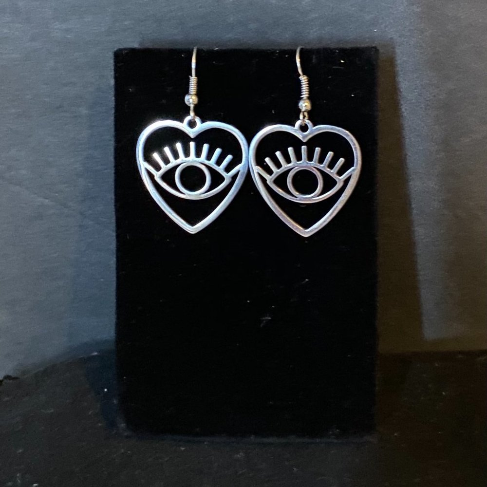 Evil eye heart earrings